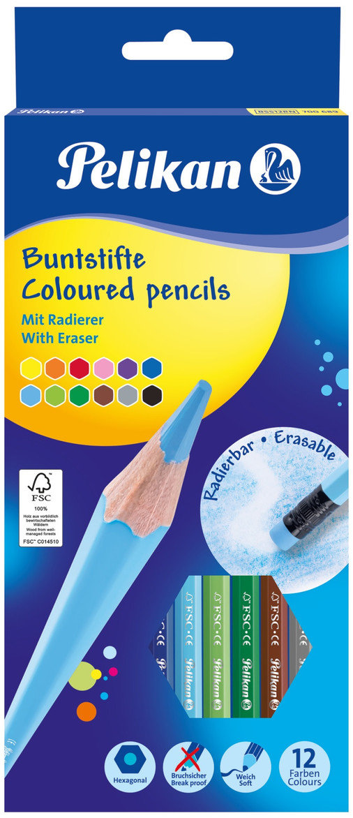 

Карандаши цветные Pelikan Erasable 12 шт з ластиком