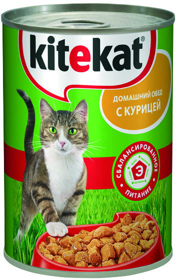 

Влажный корм для котов Kitekat с курицей 400г (9003579306543)