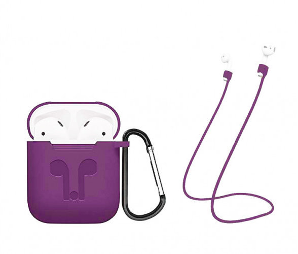 

Чехол для наушников Tpu Case with Belt and Earphone Strap Purple for Apple AirPods