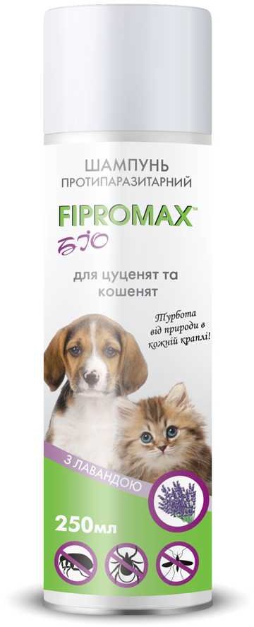 

Шампунь Fipromax Bio от блохи клещей для щенят и котят с лавандой 250 мл (НФ-00002019 (FB-015))