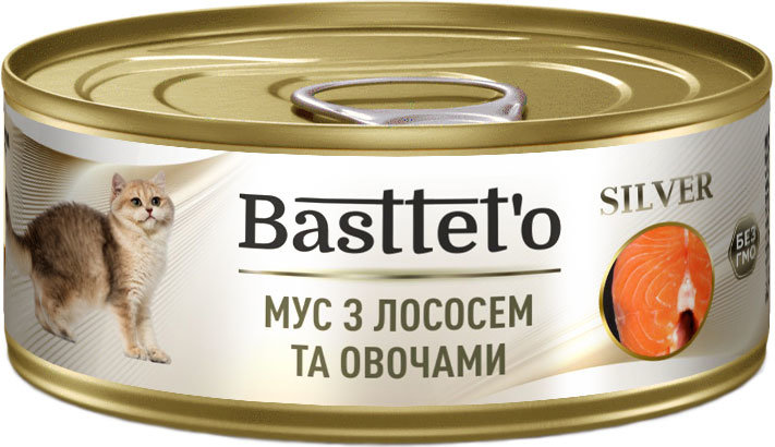 

Мус для котов Basttet`O Silver с лососем и овощами