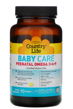 

Country Life Prenatal omega 3-6-9 Витаминно-минеральный комплекс для беременных 90 капсул