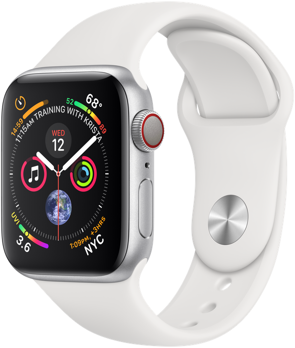 

Apple Watch Series 4 40mm GPS+LTE Silver Aluminum Case with White Sport Band (MTVA2)