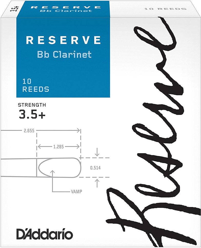 

Трость для кларнета D`ADDARIO DCR10355 Reserve Bb Clarinet #3.5+ (1шт.)