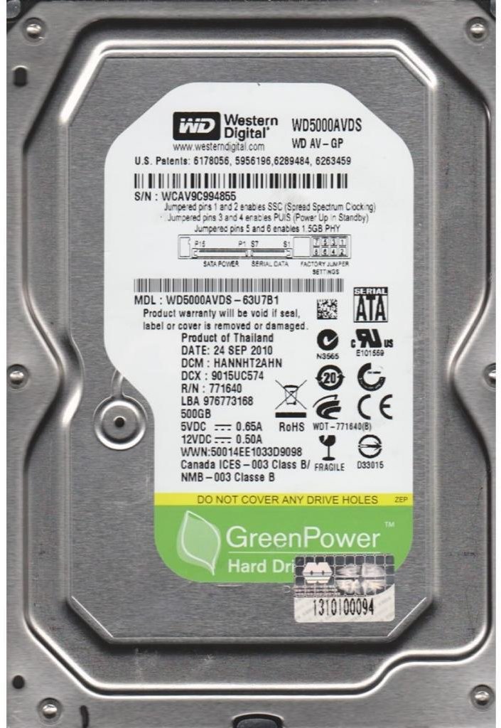 

Wd AV-GP WD5000AVDS