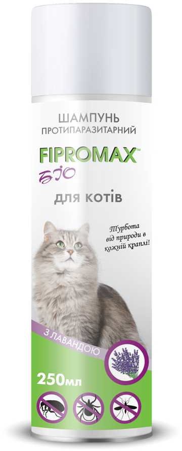 

Шампунь Fipromax Bio от блох и клещей для котов с лавандой 250 мл (НФ-00002020)