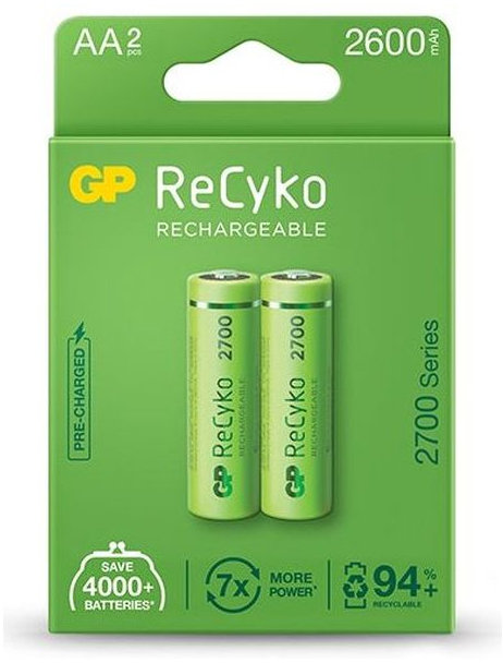 

Gp Batteries Aa 2600mAh NiMh 2шт ReCyko 2700 Series (270AAHCE-EB2)