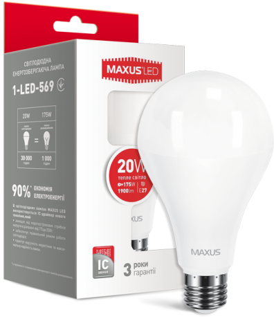 

Led лампа Maxus A80 20W 3000K 220V E27 (1-LED-569)