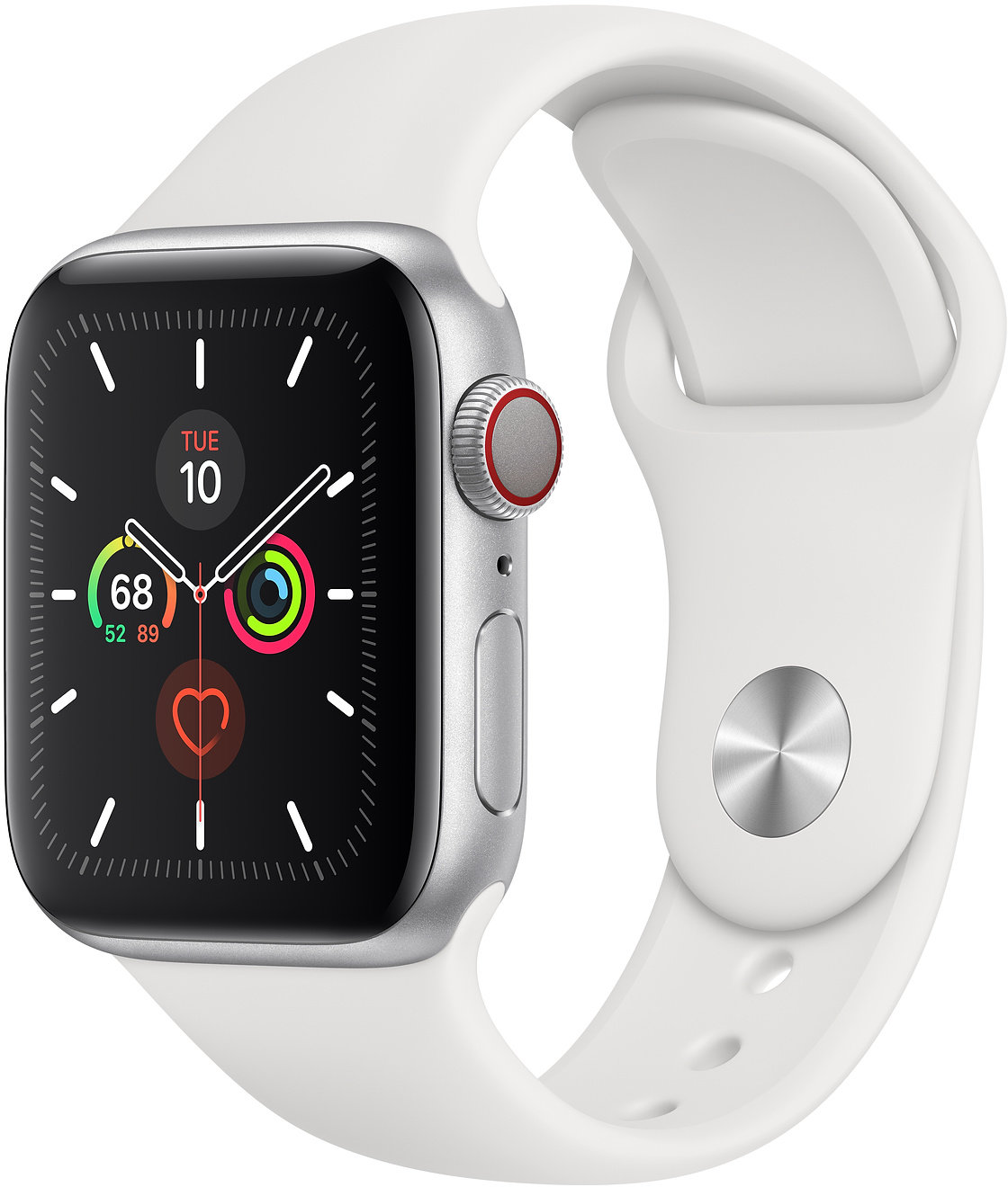 Акция на Apple Watch Series 5 40mm GPS+LTE Silver Aluminum Case with White Sport Band (MWWN2) от Stylus