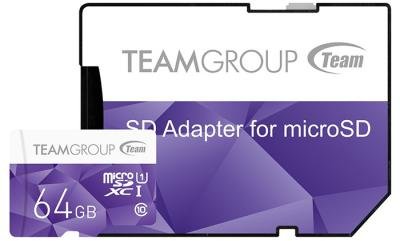 

Team 64GB microSDXC Class 10 UHS-I U1 + adapter (TCUSDX64GUHS41)