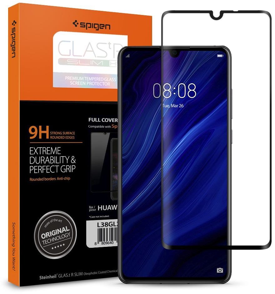 

Spigen Tempered Glass Protector Fc Hd Black (L38GL26018) for Huawei P30