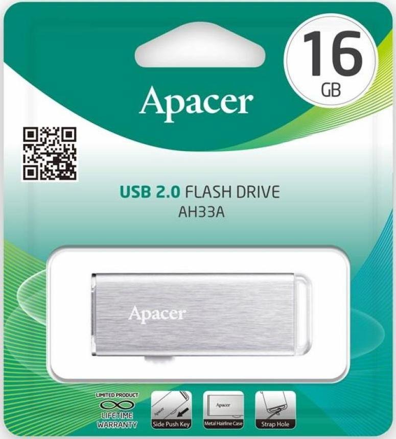 

Apacer AH33A 16GB Usb 2.0 Metal Silver (AP16GAH33AS-1)