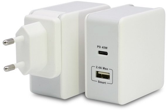 

T-PHOX Wall Charger Quick Charge Power Delivery USB-C and Usb 2.4A 57W White (Apace Wall 57W)