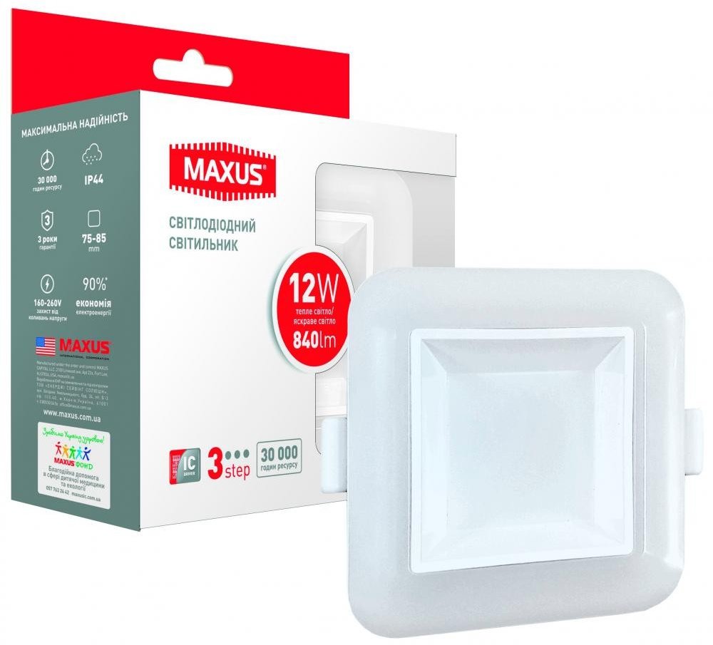 

Maxus 3-step Sdl 12W 3000/4100K квадрат (1-MAX-01-3-SDL-12-S)