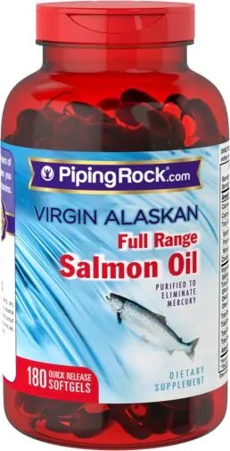 

Piping Rock Salmon Oil 1000 mg 180 softgels Лососевое масло 1000 мг первого отжима из дикого лосося Аляски