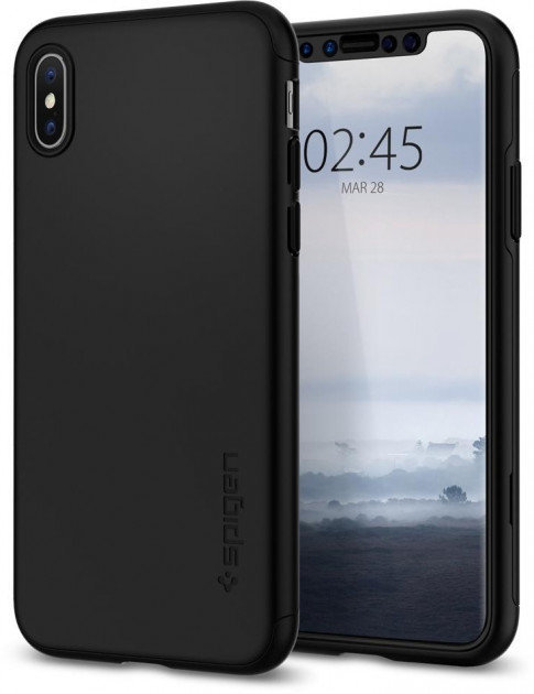 

Spigen Thin Fit 360 Case with Tempered Glass Black (063CS24926) for iPhone X/iPhone Xs