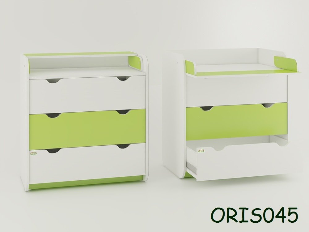 Акція на Пеленальный комод Colour на 3 ящика Бело-зеленый (ORIS045) від Stylus